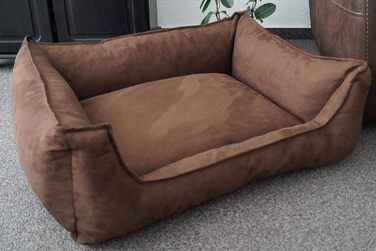 Ліжко для собаки з алькантари, коричневе, 130x100 см, знімний чохол, Hundebettenmanufaktur