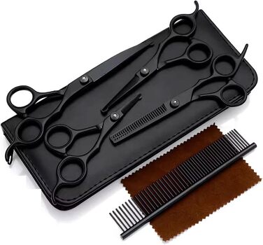 Набір ножиць для грумінгу собак, нержавіюча сталь, прямі, витончені та вигнуті ножиці