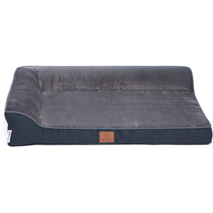Ортопедичне собаче ліжко преміум-класу з піною Egg Foam, міцна петля, водонепроникний внутрішній чохол, собаче ліжко-софа, м'яке собаче ліжко, знімний та пральний чохол, 71 x 58 x 17 см, темно-сірий колір (L)