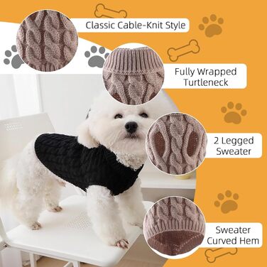 Теплий зимовий пуловер для собак, 2 шт. - пуловер з коміром-хомутом для дрібних собак, теплий одяг для цуценят