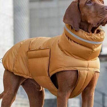 Зимовий одяг для собак: тепла куртка та жилет, захист від вітру, жовтий колір. Підходить для великих собак.