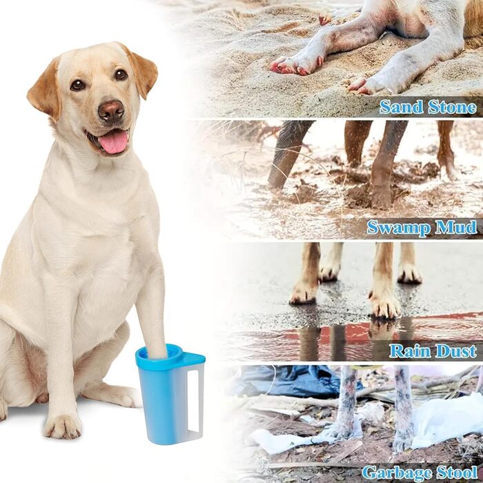 Очисник лап для собак: видаляє бруд та сміття. Комплект з рушниками, силіконовий, портативний. Рожевий, L.