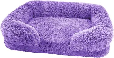 М'яке собаче ліжко, миється, для великих, середніх та маленьких собак, з неслизьким дном, знімний чохол, розмір M (50 x 40 x 14 см), (S(40x30x12см), фіолетовий)