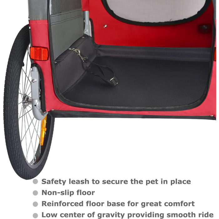 Причеп для собак Tiggo VS Pets M - велосипедний причеп для собак, 80201 (червоний)