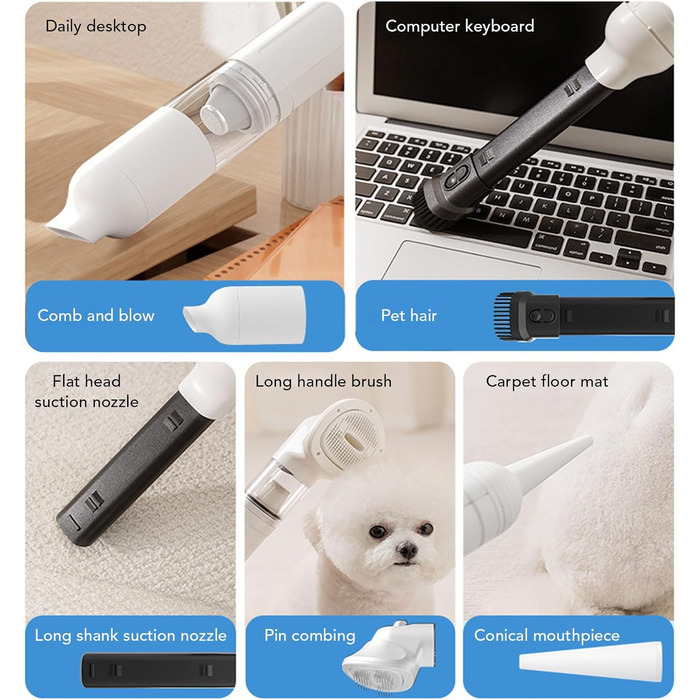 Пилосос для догляду за тваринами, видалення шерсті собак, тример для собак, пилосос для догляду за тваринами, набір для догляду за тваринами, набір для догляду за собаками, котами, ліжками, килимами