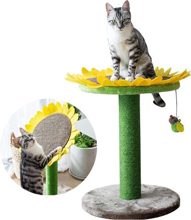 Catry Sonnenblume 2 в 1 Когтеточка для котів із натурального сизалю, іграшкою-бджілкою та лежаком. Мультифункціональні меблі для котів: для дряпання, лазіння та відпочинку