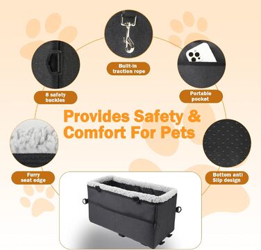 Автокрісло для собак - автокрісло для маленьких собак, з подвійним ременем безпеки, знімний чохол, сумка для зберігання