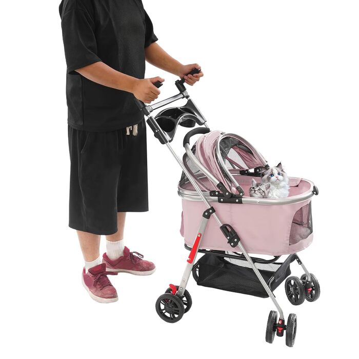 Складаний візок для собак та котів, 50x60 см (Sakura-Rosa)