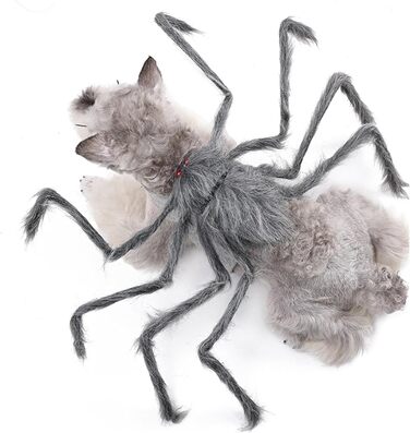 Костюм Павука на Хелловін для собак BAMY, кумедний аксесуар, сірий колір, косплей для домашніх тварин, розмір S (обхват грудей 30–41,9 см)