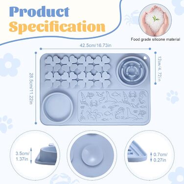 Силіконовий килимок для годування собак та котів - Slow Feeder, антиковзкий, інтерактивний, пазл-годувальник, для швидких їдців (Блакитний)