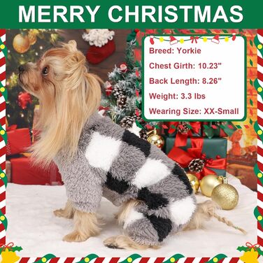 Піжама для собак з коміром-стійкою, флісовий пуловер для собак, зимовий, милий, одяг для маленьких собак, одяг для цуценят, комбінезон для домашніх тварин, чихуахуа, йоркширський тер'єр, одяг для котів (сірий, розмір XS, сірий X-Small)