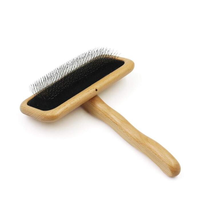 Щітка для собак та котів з самоочищенням - підходить для короткої та довгої шерсті, для маленьких та великих тварин. З дерева.