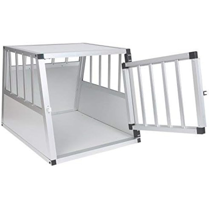 Транспортна переноска для собак та котів EUGAD, алюмінієва, 54x69x51 см, з замком безпеки, легка та стабільна, срібна