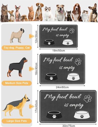 Нековзна килимок-підкладка під миску для собак та котів, сірий, 30 x 50 см