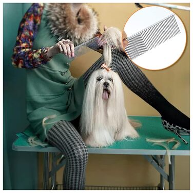 Гребінець для собак Andiker з нержавіючої сталі, щітка для догляду за шерстю, підходить для малих, середніх та великих тварин, котів, коней (L) Large