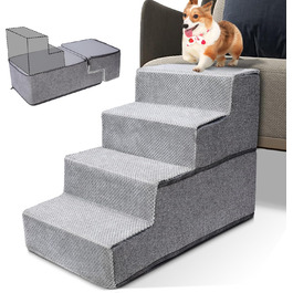 Сходинки для собак 3 ступені, антиковзаюча драбина для маленьких собак, миюча сходинка для собак 40 см заввишки, портативна рампочка для собак/кішок з миючим покриттям для дивану/ліжка