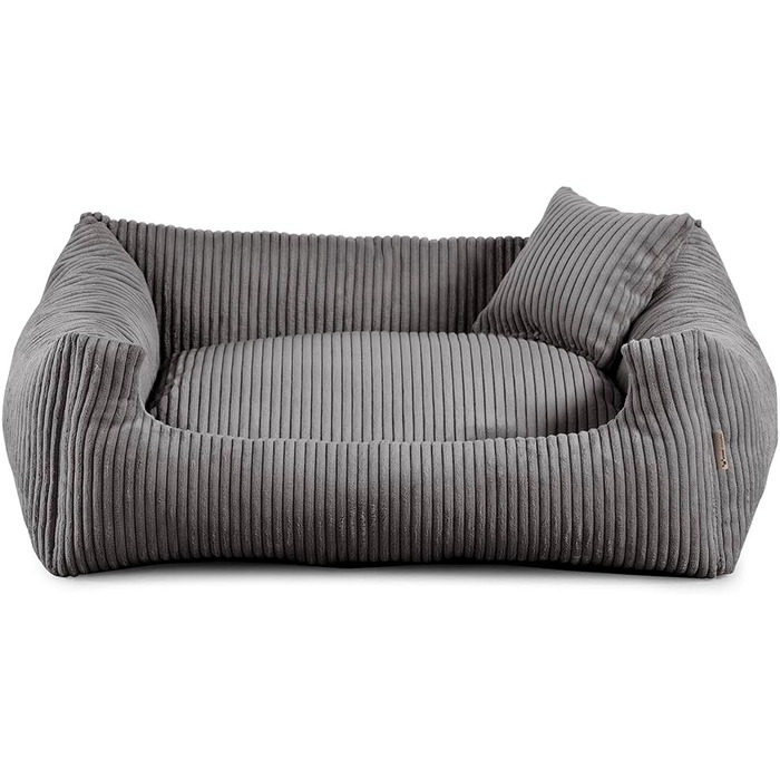 Ляжка для собак Gutekissen® з м'якого матеріалу, наповнена поліуретановим пінопластом, з рифленою тканиною, стійка до бруду, вибір кольору та розміру, з маленьким подушечкою. Розмір M - 80x65, Темно-сірий