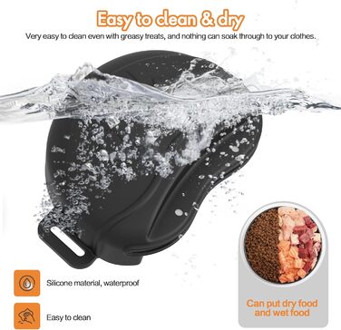 Сумка для ласощів для собак AWINNER – преміум силікон, 4 сильних магніти, регульований поясний ремінь – ідеально для дресирування цуценят та прогулянок на вулиці (чорний)