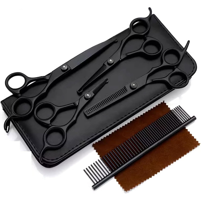 Набір ножиць для грумінгу собак, нержавіюча сталь, прямі, витончені та вигнуті ножиці