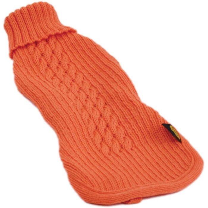 Стильний теплий пуловер для собак з мериносової вовни, оранжевий (36 см), з коміром-горловиною