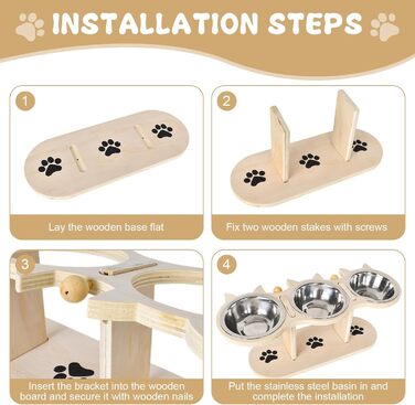 Набір мисок для котів 3-в-1: годівниця та поїлка, піднята годівниця для котів, набір з 3 мисок, нержавіюча сталь харчової якості, регульована висота, для вологого та сухого корму, для котів, цуценят та маленьких собак