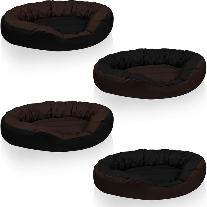 BedDog Hundebett Sunny: велике лежанка для собак з Cordura, миється, з бортиком, овально-кругла, для дому та вулиці, XXXL, RED-Wine (вино-червоний), MOCCA (чорний/коричневий), 85x50x23 см