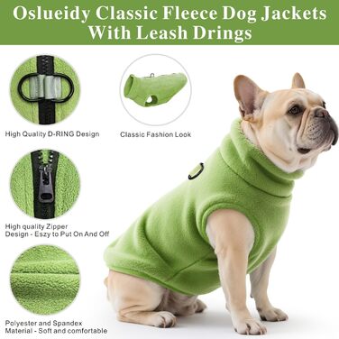 Теплий зимовий одяг для собак: куртка, пуловер, худі, комбінезон з флісу для малих, середніх та великих собак XS-XXL (зелений, S)