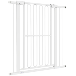 PawHut Dog Door Guard, 76-104 см Бар'єр без свердління, Сталеві сходові ворота, Захист сходів, Захисні ворота, Захисні ворота для сходів, Двері, Передпокій, Білий | Аосом