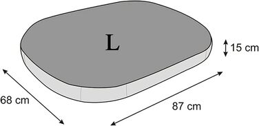 Матрац для собак овальної форми, 87x68x15 см, чорний - водонепроникний, кухонний, для собак маленьких, середніх та великих порід.