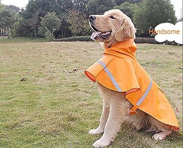 Дощовик для собак, дощовий плащ для собак з капюшоном, підходить для шлейки, легкий та світловідбиваючий, для середніх та великих собак (Помаранчевий XL)