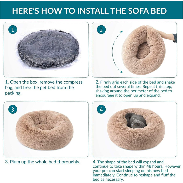 М'яке ліжко для собак та котів Donut, 40 см, темно-сірий. Знімна та пральна наволочка, 8 кольорів та 9 розмірів на вибір.