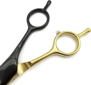 Набір професійних ножиць для собак 2 в 1: прямі та вигнуті. Ідеально для собак, котів та інших тварин. Чорний & золотий