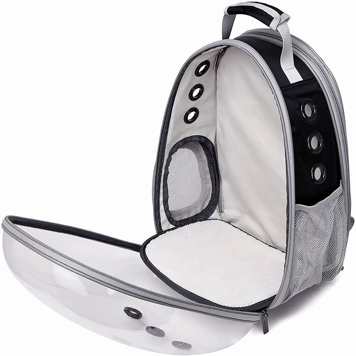 Транспортна сумка для собак та котів JUMI - переноска для котів та собак, рюкзак для тварин, аксесуари для котів, дорожня сумка, переноска з регульованим ременем, вентиляційні решітки (Чорний, Згин)