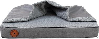 Крісло-ліжко для собак середніх порід, ортопедичний килимок для собак, м'яке ліжко для домашніх тварин з капюшоном, неслизьке, можна прати, з блискавкою (сірий, 55 x 45 x 8 см)