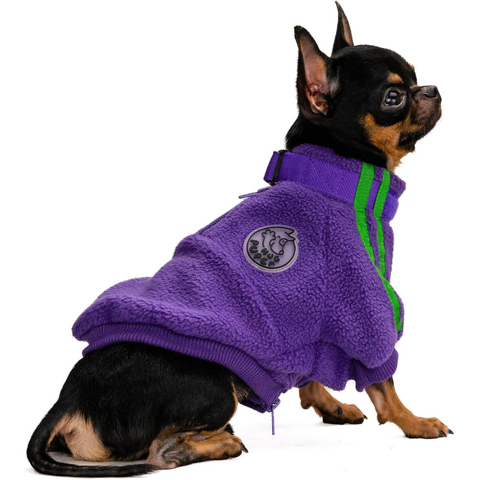 Флісова куртка для собак, тепла зимова куртка з блискавкою для маленьких цуценят, фіолетовий колір, розмір XS