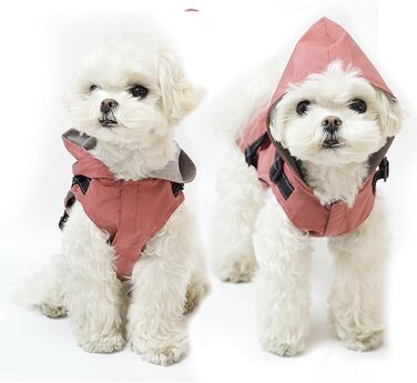 Дощовик для собак PETCUTE: водонепроникний, з отвором для шлейки, для маленьких, середніх та великих собак, з світловідбиваючими смугами, регульована капюшон, 3XL, Рожевий