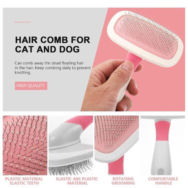 Масажна щітка для тварин ULTECHNOVO 3 шт. - вичісування шерсті котів та собак, рожева