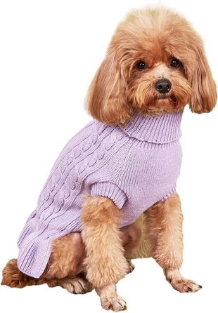 Пуловер для собак, розмір M, акрил, з коміром-горловиною, для собак маленьких та великих порід, 5,9–7,3 кг, теплий та зручний (Світло-фіолетовий)