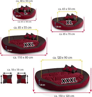 Кругле собаче ліжко BedDog® SABA 4в1, велике, XL, для дому та вулиці, червоно-коричневе, 85x70x23 см