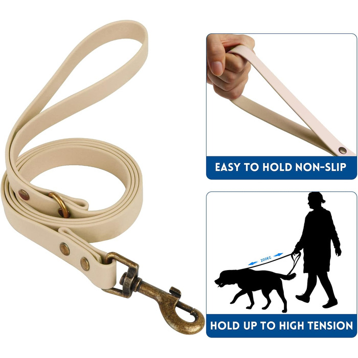 Набір повідків та нашийників для собак Wisedog: регульовані, міцні нашийники та повідки для собак маленьких, середніх та великих порід, з тримачем для відходів (M, тримач:12'-18'; повідок:5 ft), (L(нашийник:14'-22'; повідок:5 ft), пісочний колір)