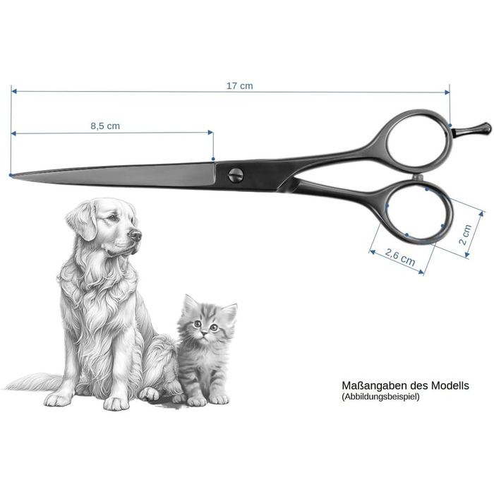 Професійна ножиці для грумінгу собак Weltmeister Solingen: вигнуті, з мікро-зубчиками, 17 см (6,5 дюймів), преміум-якість, Made in Germany