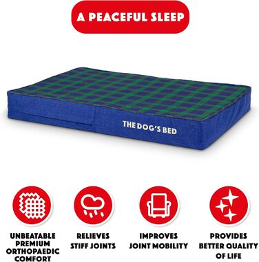 Ортопедичне ліжко для собак, велике, з штучного хутра, 101 x 64 x 10 см, вологостійке, з піною з пам'яті (Mittel (4' глибина), Чорний в клітинку Тартan)