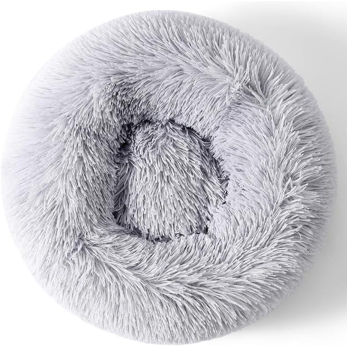 Кругла м'яка лежанка-донатик для собак та котів середнього розміру. Лежанка для тварин з плюшу, тепла та зручна. Підходить для собак та котів до 8 кг (38x38x14 см)