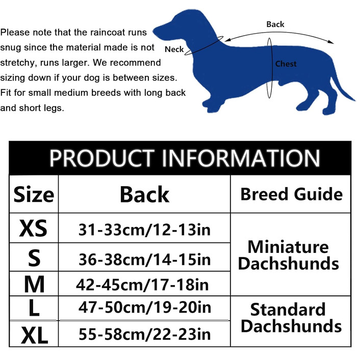 Водонепроникний дощовик для собак Morezi з відбиваючими смугами та захистом живота - Легко одягається (липучка) - для Такс та Коргі - Жовтий - XL X-Large (Обхват грудей: 55-58 см)