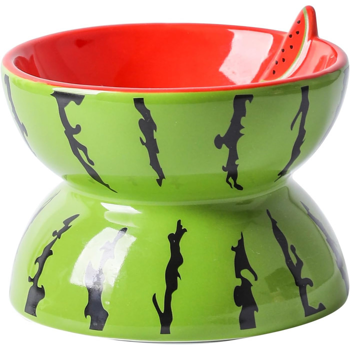 Котло propositions, піднята керамічна миска для котів, миска для їжі з підставкою, миска для котів, що запобігає блювоті, для кошенят, придатна для миття в посудомийній машині (рожевий) (кавун)