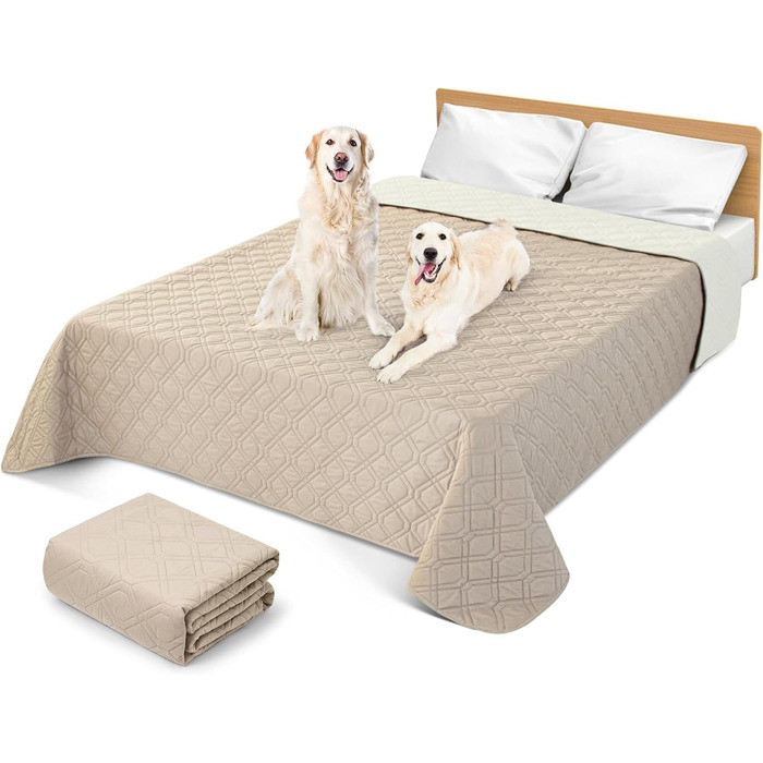 Водонепроникний килимок для собак GYURO - двосторонній, м'який, 97x190 см та 208x208 см (Хакі)