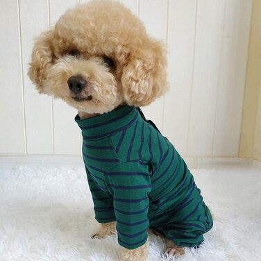 Захисний боді для собак після операції Kukaster, для сук, з отворами для лап, захист від випадання шерсті, алергії, стрижки, зелено-чорний в смужку, розмір S