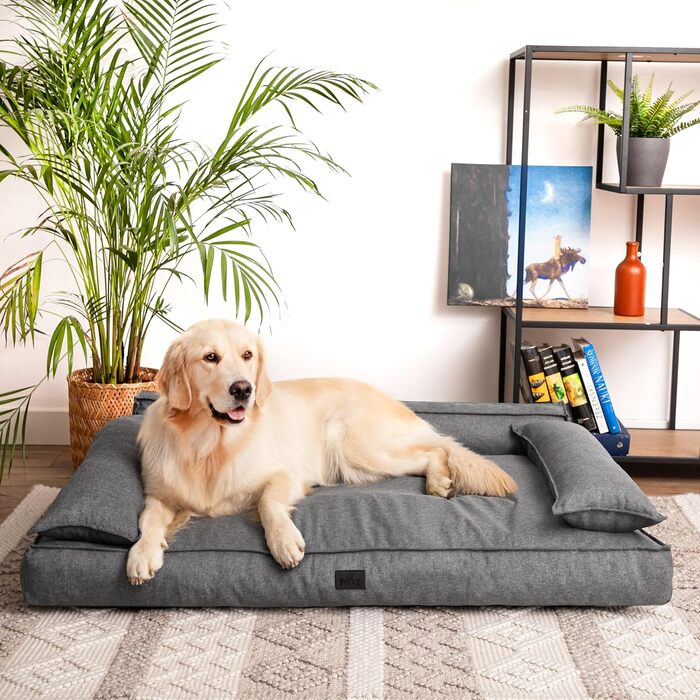 Ліжко-матрац для собак DOGGY XXL 120x77 см, антрацит, для малих і великих порід, лежак-подушка для домашніх тварин