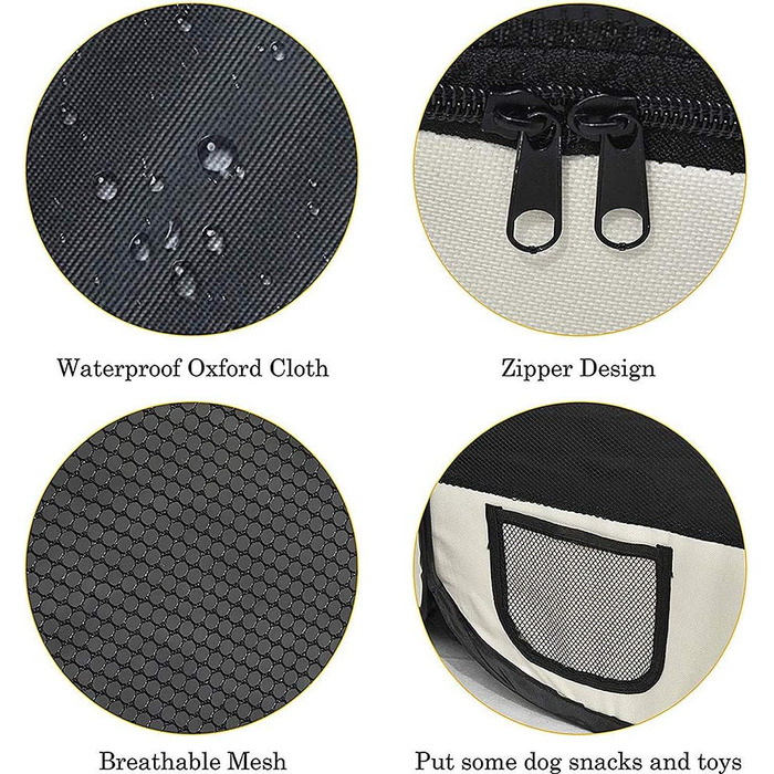 Вольєр для цуценят Melko 125x125x64 см, розкладний, чорний