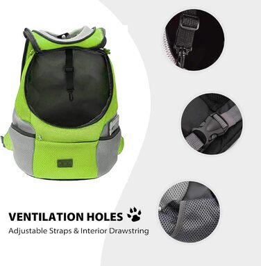 Рюкзак для тварин PETCUTE - переноска для собак та котів, зелений (31 x 17 x 36 см), відповідає вимогам авіакомпаній